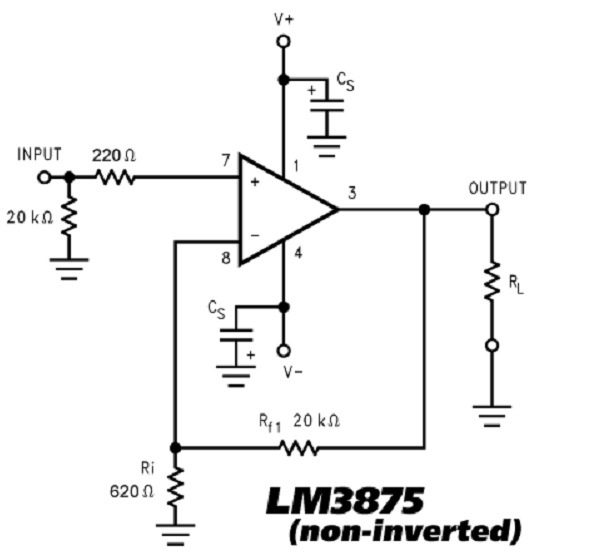 LM3875 IC Chipamp (Gainclone) Schematic