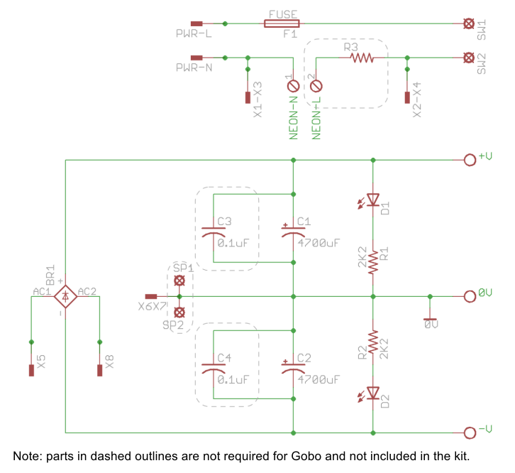 Power Supply Schematic - Gobo LM1875 Amplifier Kit