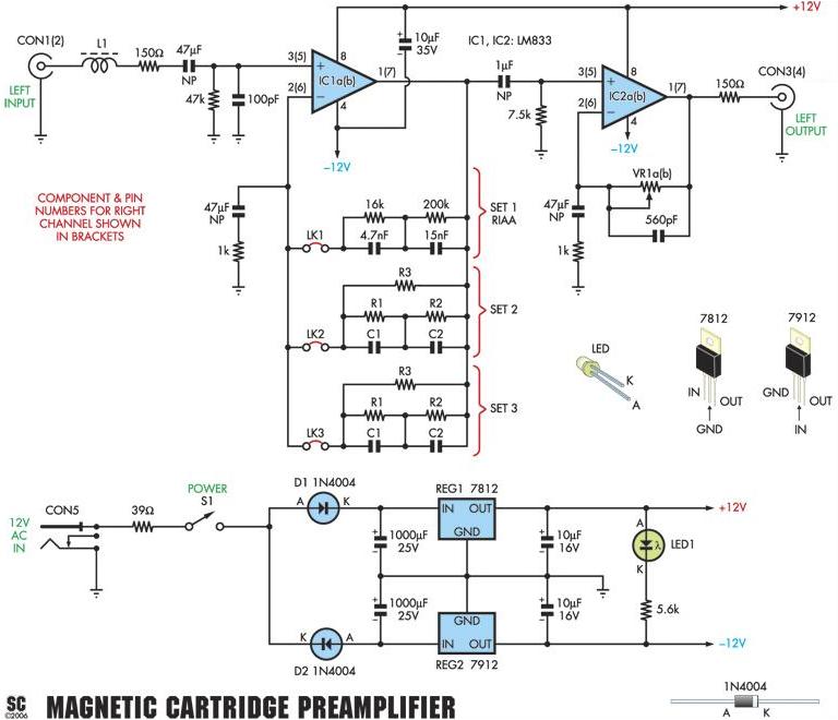 Moving Magnet (MM) RIAA Phono Preamp Schematic