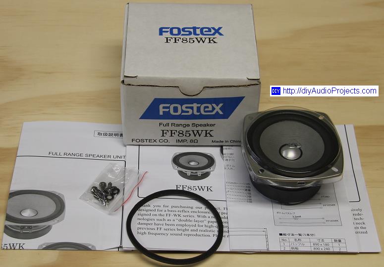 Fostex FF85WK Fullrange Speaker Driver Box Contents