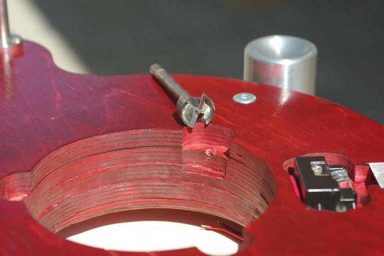 Forstner Bit used for Turntable Motor Mounting and Strobe Speed Indicator