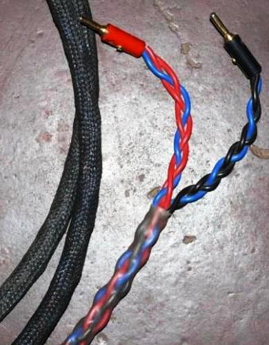 Close Up of DIY Braided Speaker Cable