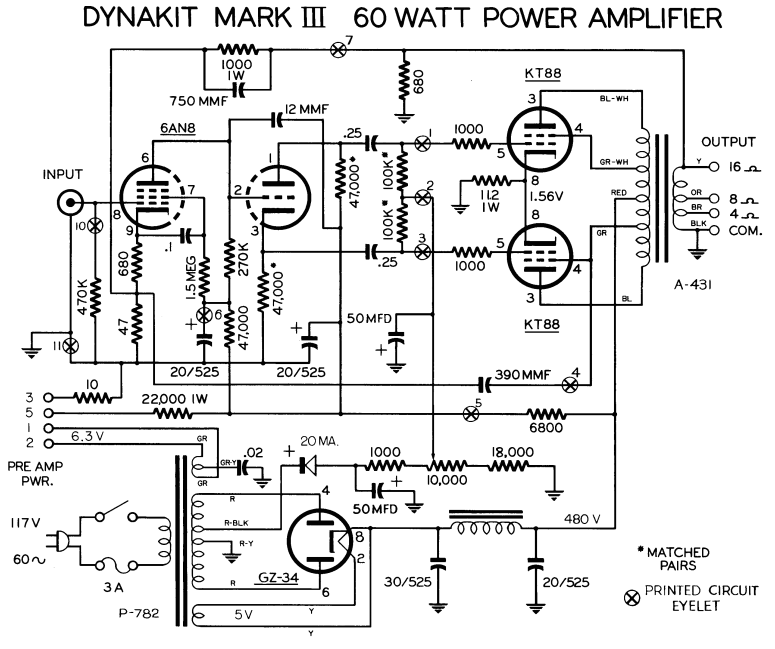 Dynaco Dynakit Mark III Tube Amplifier Schematic