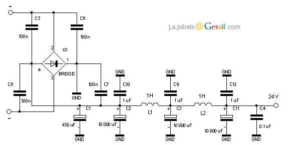 Power Supply Schematic for Class A Mosfet Amplifier