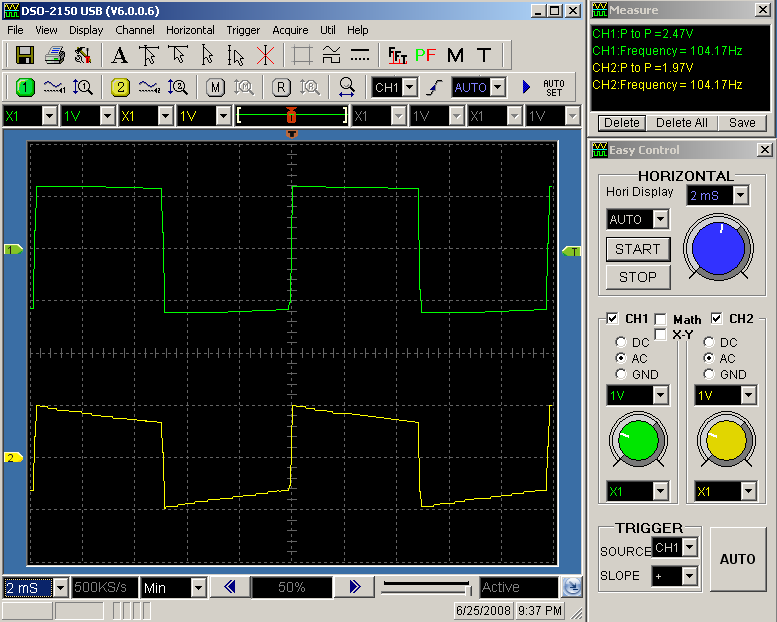 100Hz Square Wave Response of IRF610