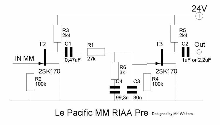 Le Pacific JFET Phono Preamplifier Schematic