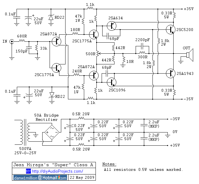 Jean Hiraga Super Class-A Amplifier Schematic