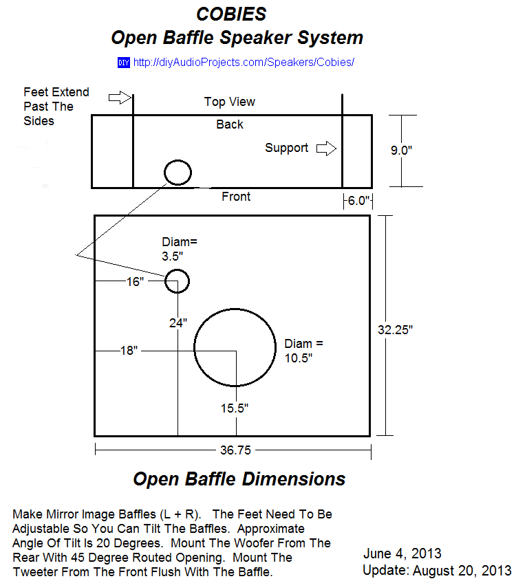 Open Baffle Speaker Plans and Dimensions