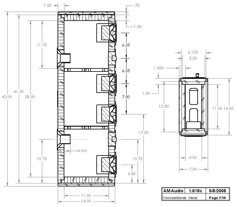 HiVi F5 / SD1.1A DIY Center Channel Speaker Enclosure Drawing