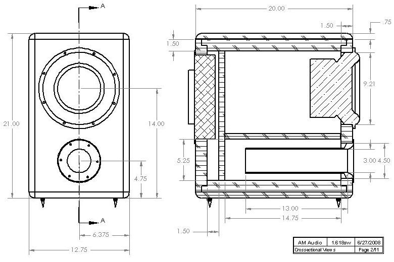 HiVi SP10 DIY Subwoofer Enclosure Drawing