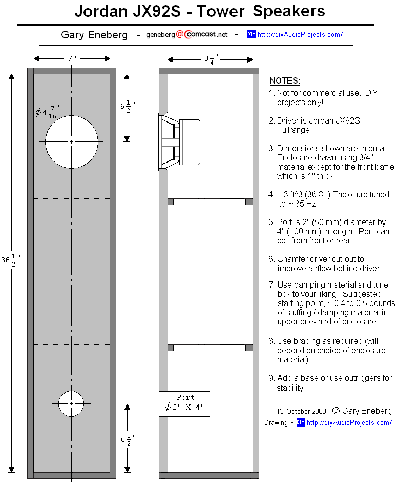 Enclosure Plan - Jordan JX92S Tower Speaker