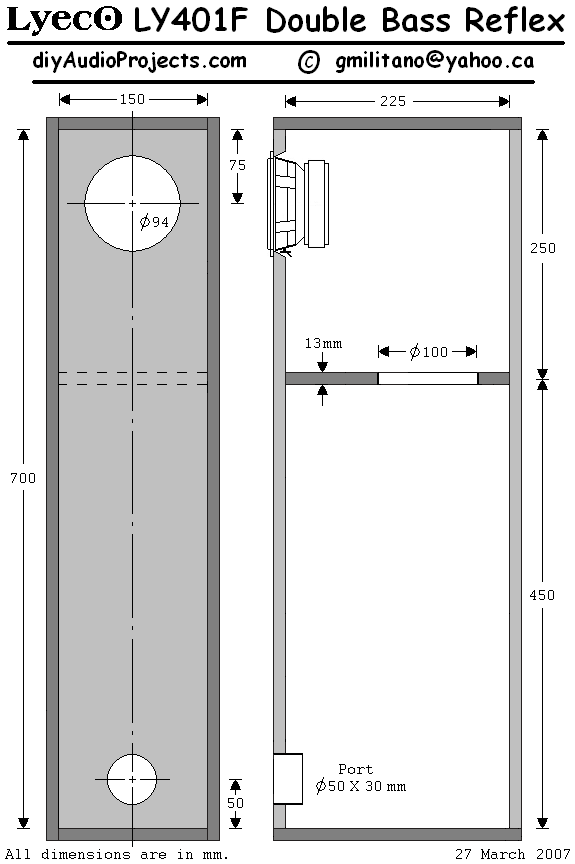 Lyeco LY401F Double Bass Reflex Enclosure Plan