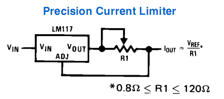 Precision Current Limiter Schematic Circuit for LM317 / LM338 / LM350