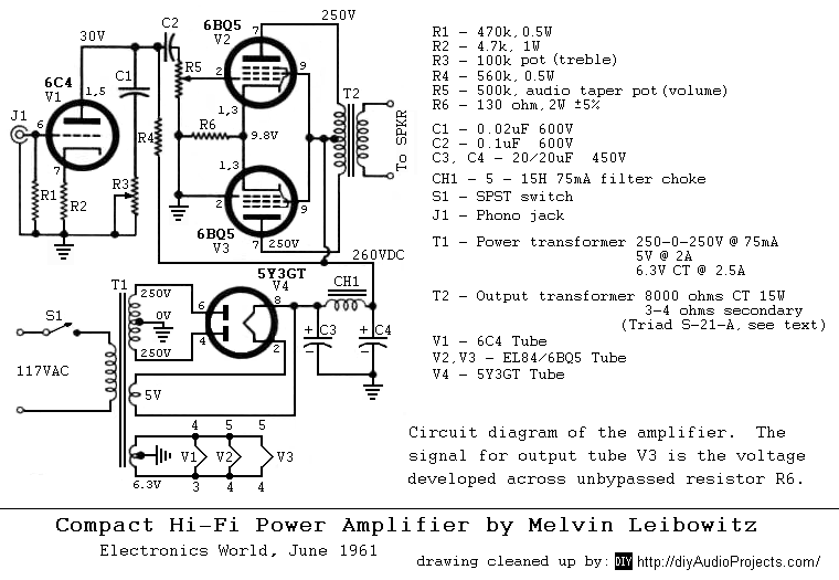 Compact Hi-Fi Power Amplifier Schematic