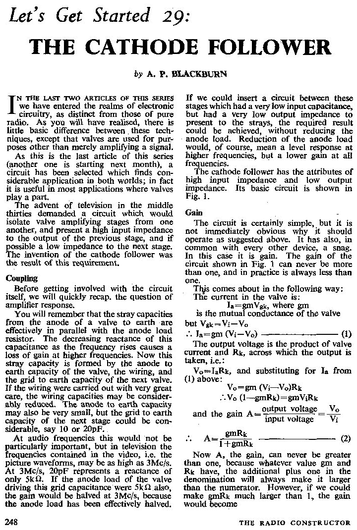 The Cathode Follower by A.P. Blackburn The Cathode Follower by A.P. Blackburn