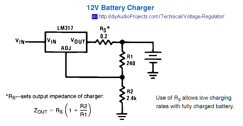 12 Volt Battery Charger Circuit with LM317 regulator