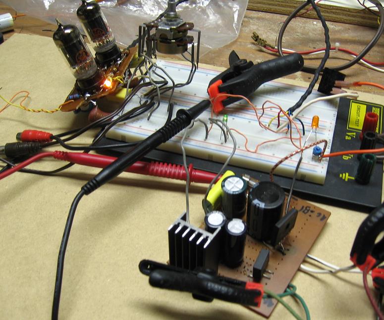12AU7 Tube Preamp on Protoboard