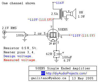 50EH5 Single Ended Tube Amp Schematic