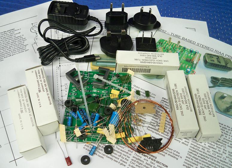 Oatley Electronics K282 Tube Based Stereo RIAA Preamplifier Kit Contents