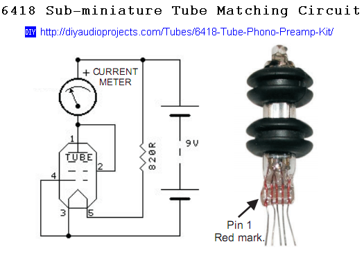 Sub-miniature 6418 Pentode Tube Matching Circuit Schematic