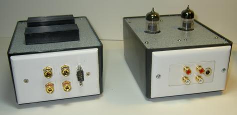 Rear view of LM3875 Chipamp and 12AX7 Preamp