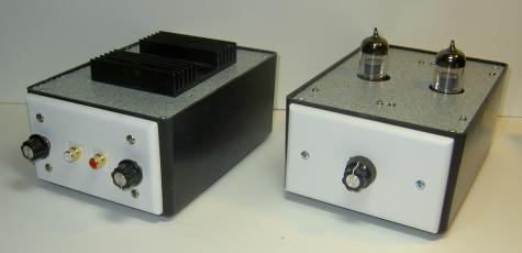 Front view of LM3875 Chipamp and 12AX7 Preamp