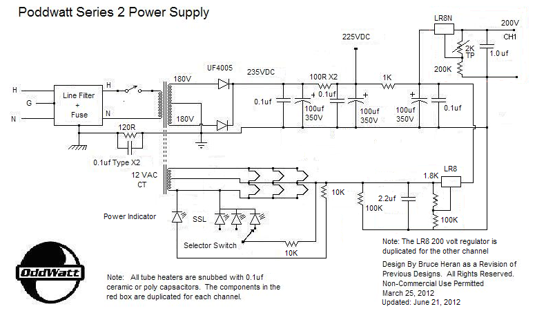 EL84 (6BQ5) Push-Pull Valve Amplifier Power Supply Schematic