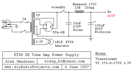 5U4GB Tube Power Supply Schematic