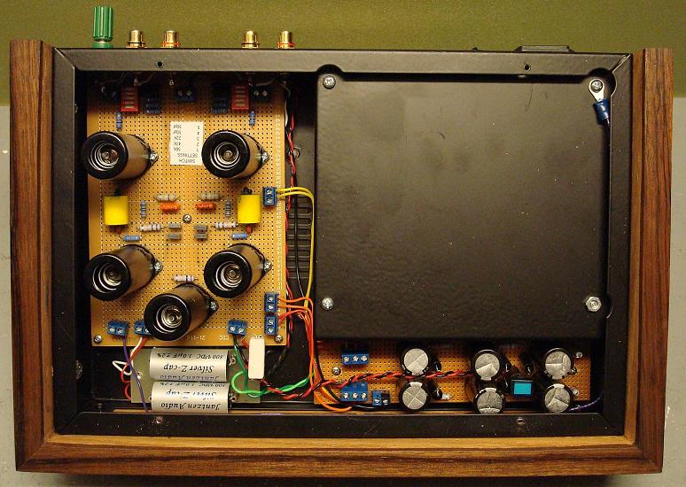 Inside View with PS Cover in-place Groovewatt Tube RIAA Phono Preamp