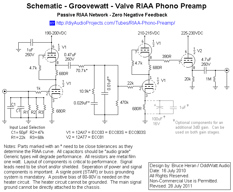 Schematic - Groovewatt Tube (Valve) RIAA Phono Preamp