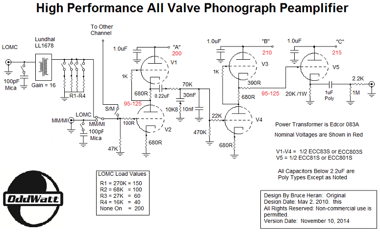 Updated Schematic - Groovewatt Tube (Valve) RIAA Phono Preamp